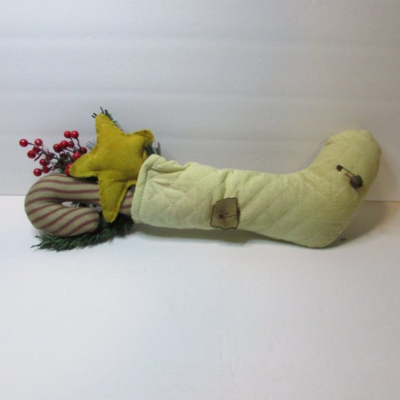 primitive looking Christmas decor 2 stuffed dove birds and filled stocking lot - Picture 9 of 11